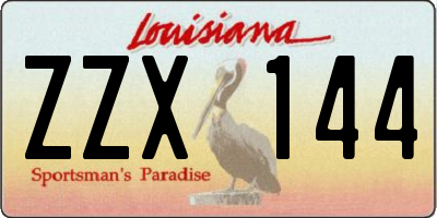 LA license plate ZZX144