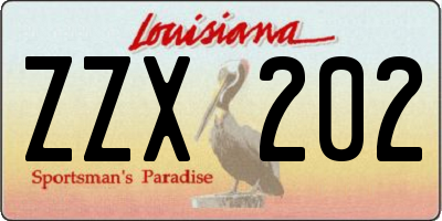LA license plate ZZX202