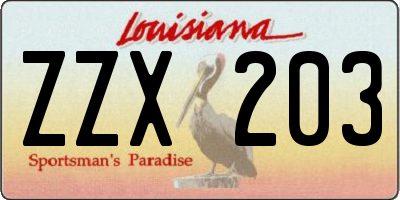 LA license plate ZZX203