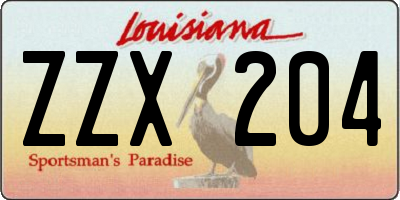LA license plate ZZX204