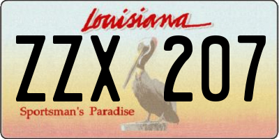 LA license plate ZZX207
