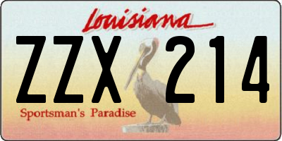 LA license plate ZZX214