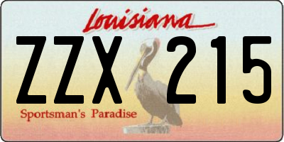 LA license plate ZZX215