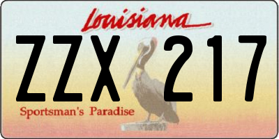 LA license plate ZZX217