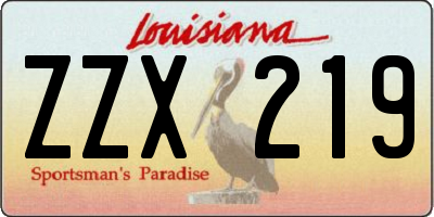 LA license plate ZZX219