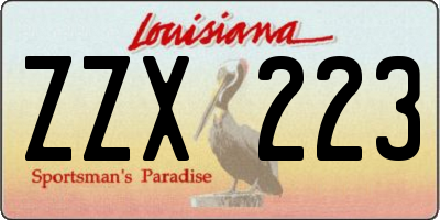 LA license plate ZZX223