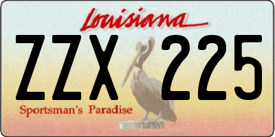 LA license plate ZZX225