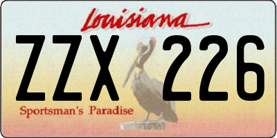 LA license plate ZZX226