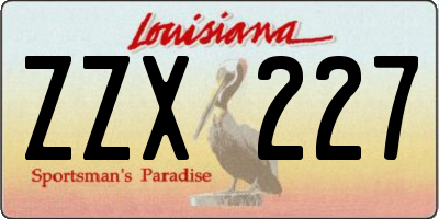 LA license plate ZZX227