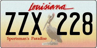 LA license plate ZZX228