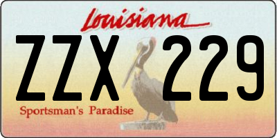 LA license plate ZZX229