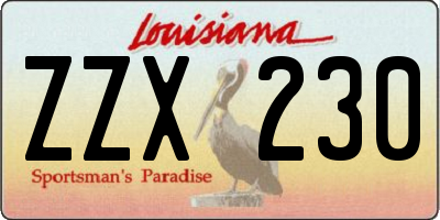 LA license plate ZZX230