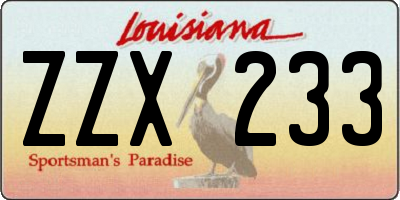 LA license plate ZZX233