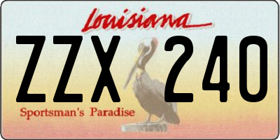 LA license plate ZZX240