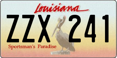 LA license plate ZZX241