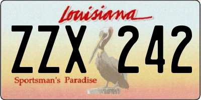 LA license plate ZZX242