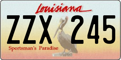 LA license plate ZZX245