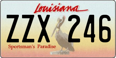 LA license plate ZZX246