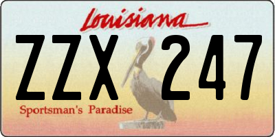 LA license plate ZZX247
