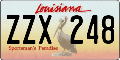 LA license plate ZZX248