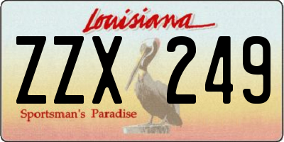 LA license plate ZZX249