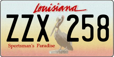 LA license plate ZZX258