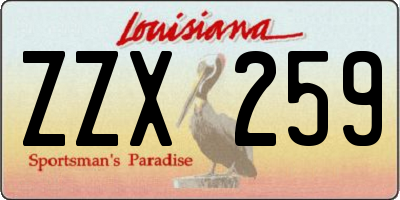 LA license plate ZZX259