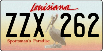 LA license plate ZZX262