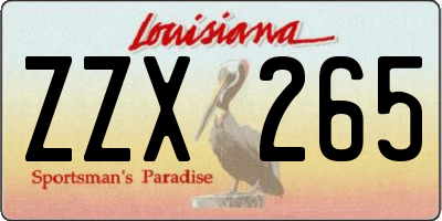 LA license plate ZZX265