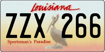 LA license plate ZZX266