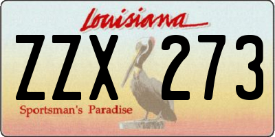 LA license plate ZZX273