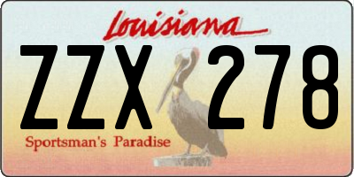 LA license plate ZZX278