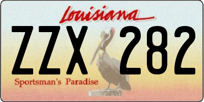 LA license plate ZZX282