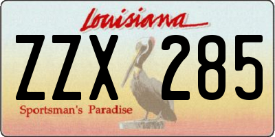 LA license plate ZZX285