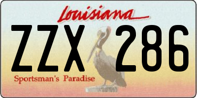 LA license plate ZZX286