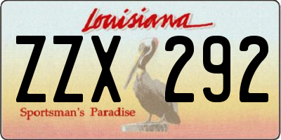 LA license plate ZZX292