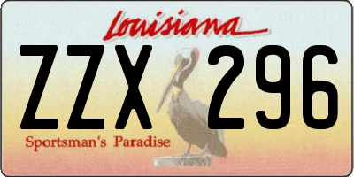 LA license plate ZZX296