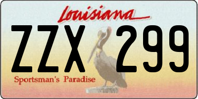 LA license plate ZZX299