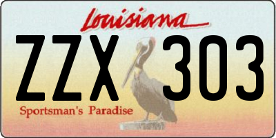 LA license plate ZZX303