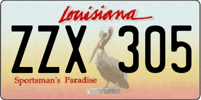 LA license plate ZZX305