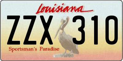 LA license plate ZZX310