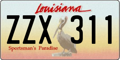 LA license plate ZZX311
