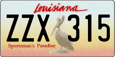 LA license plate ZZX315