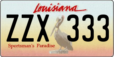 LA license plate ZZX333