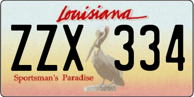 LA license plate ZZX334