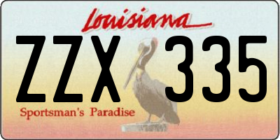 LA license plate ZZX335