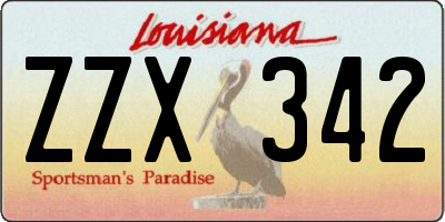 LA license plate ZZX342