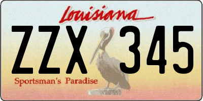 LA license plate ZZX345