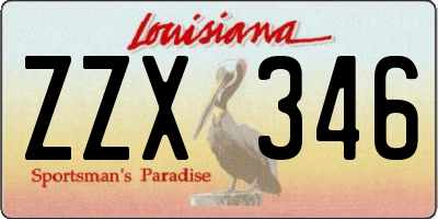 LA license plate ZZX346