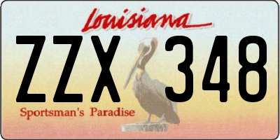 LA license plate ZZX348